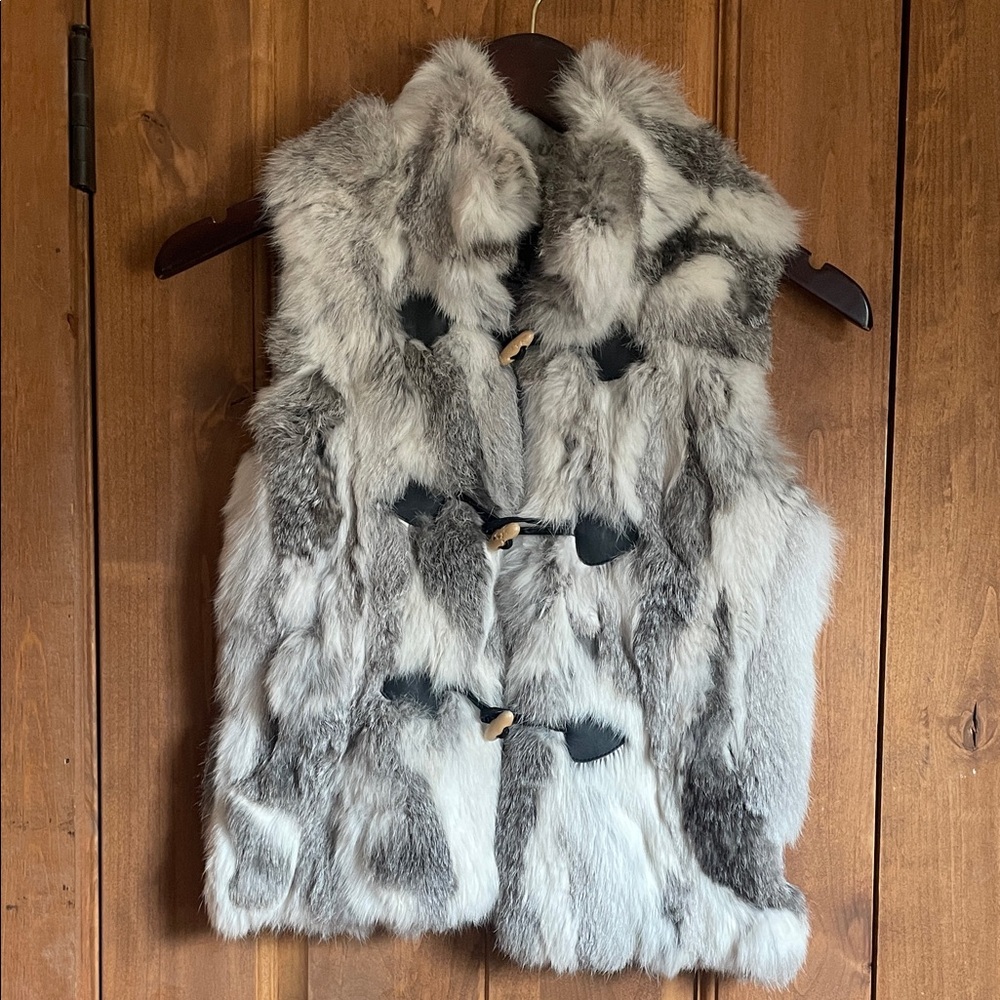 Adrienne Landau real rabbit fur vest